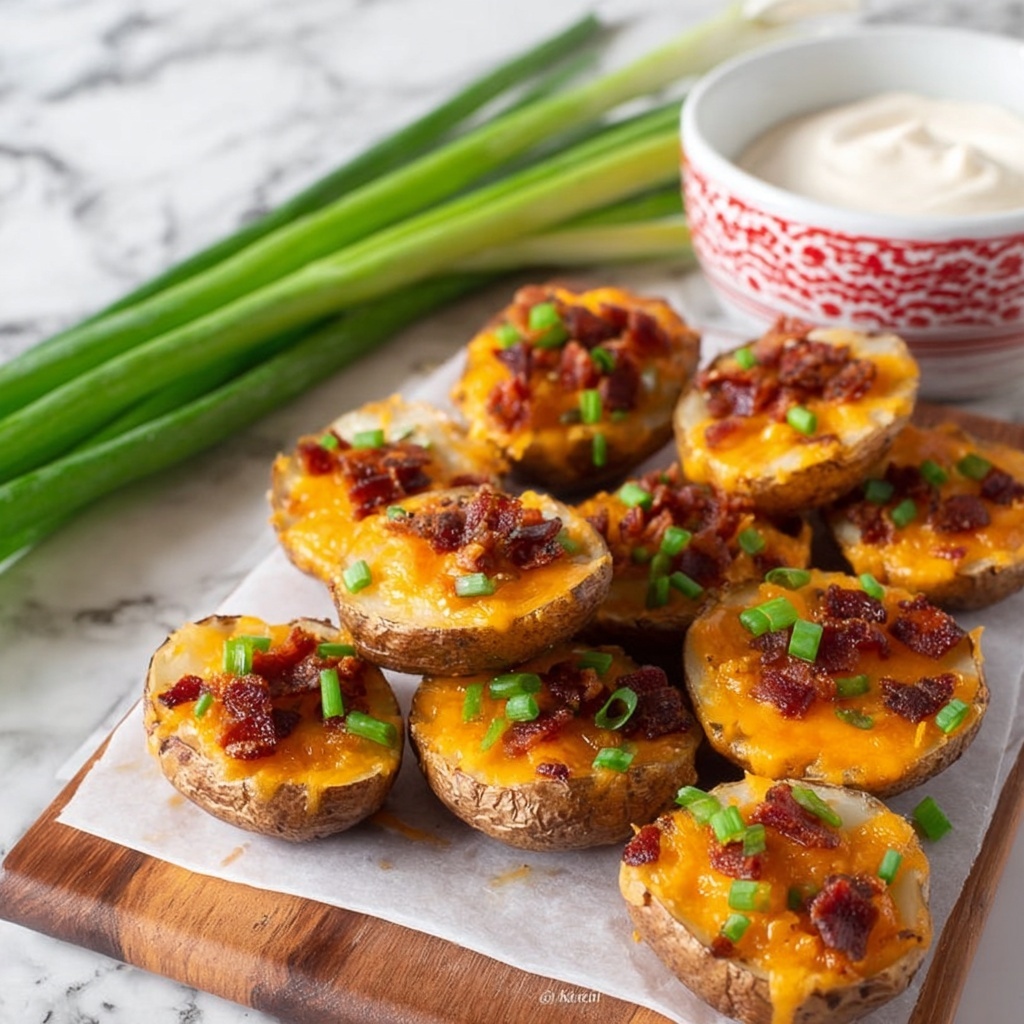 Loaded Sliced Baked Potatoes with Cheddar, Bacon, and Green Onions Recipe - Recipe Image