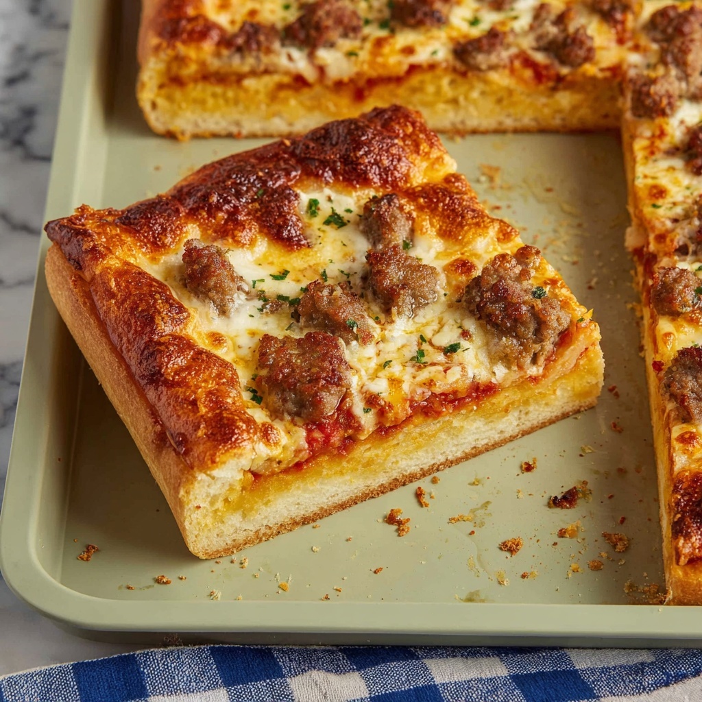 Sheet Pan Pizza with Italian Sausage and Mozzarella Recipe - Recipe Image