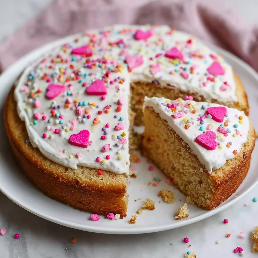 Sugar Cookie Cake with Vanilla Frosting and Rainbow Sprinkles Recipe - Recipe Image