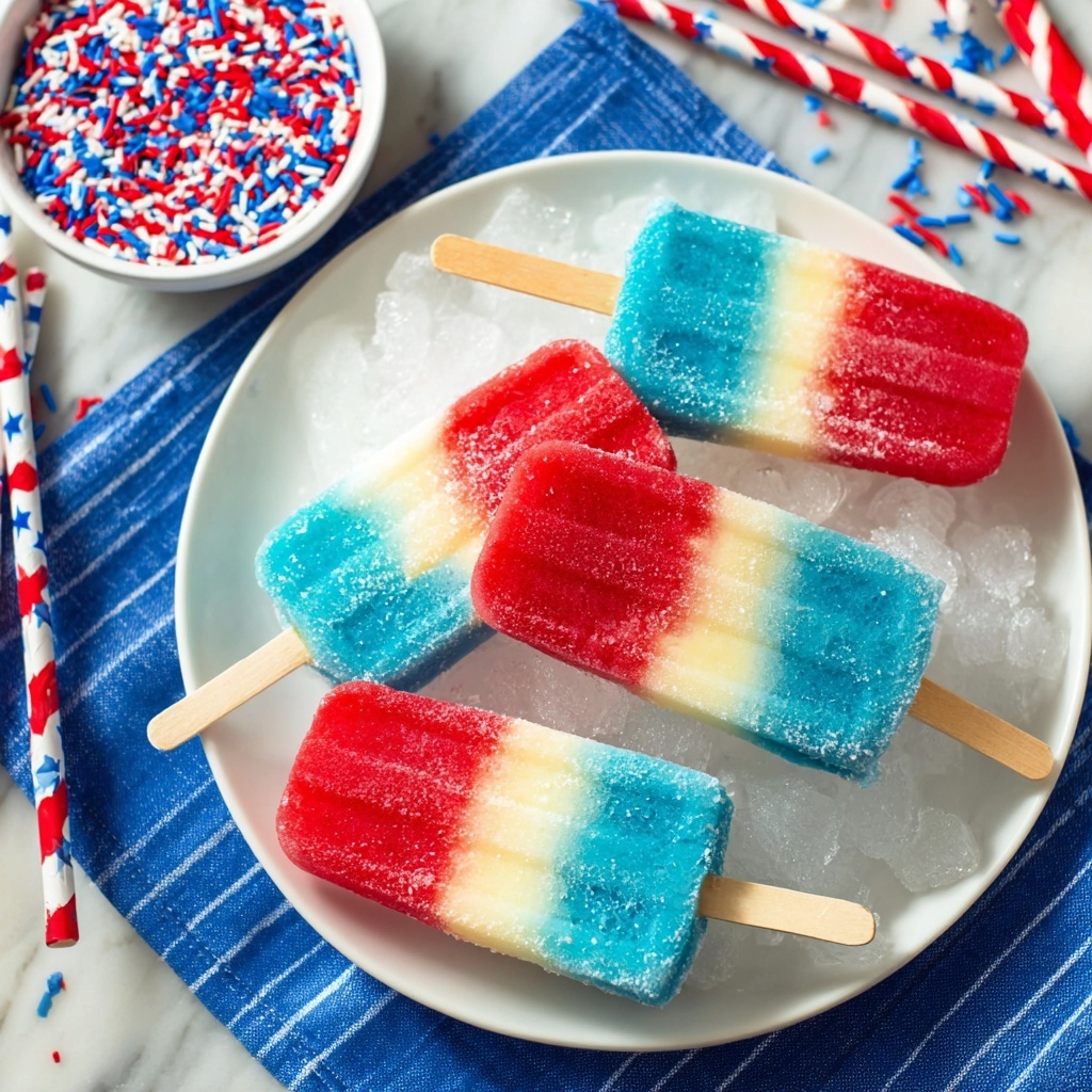 Red White and Blue Pudding Popsicles Recipe - Recipe Image