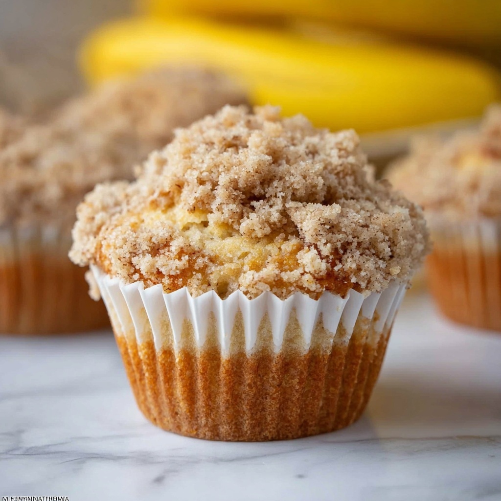 Banana Muffins with Crumb Topping and Vanilla Glaze Recipe - Recipe Image