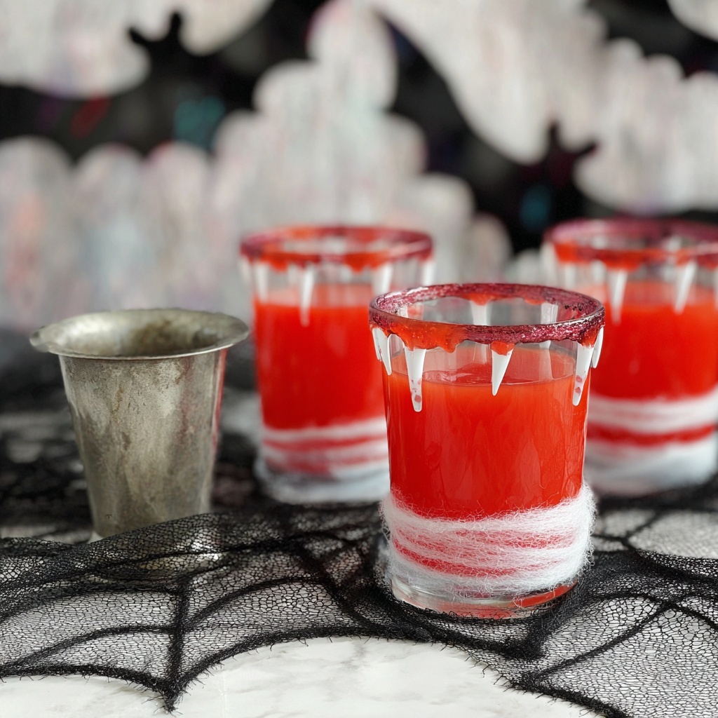 Halloween Punch Recipe with Cranberry, Strawberry Soda, Rum Chata, Lime Sherbet, and Gummy Worm Garnish Recipe - Recipe Image