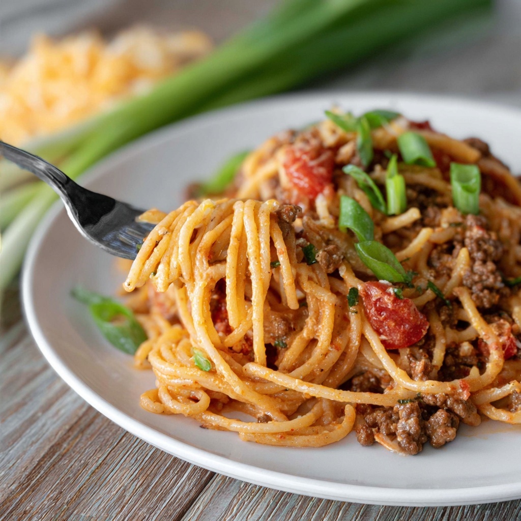 Cheesy Taco Spaghetti Bake Recipe - Recipe Image