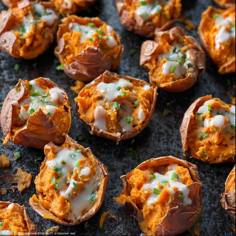 Garlic Butter Smashed Sweet Potatoes Recipe