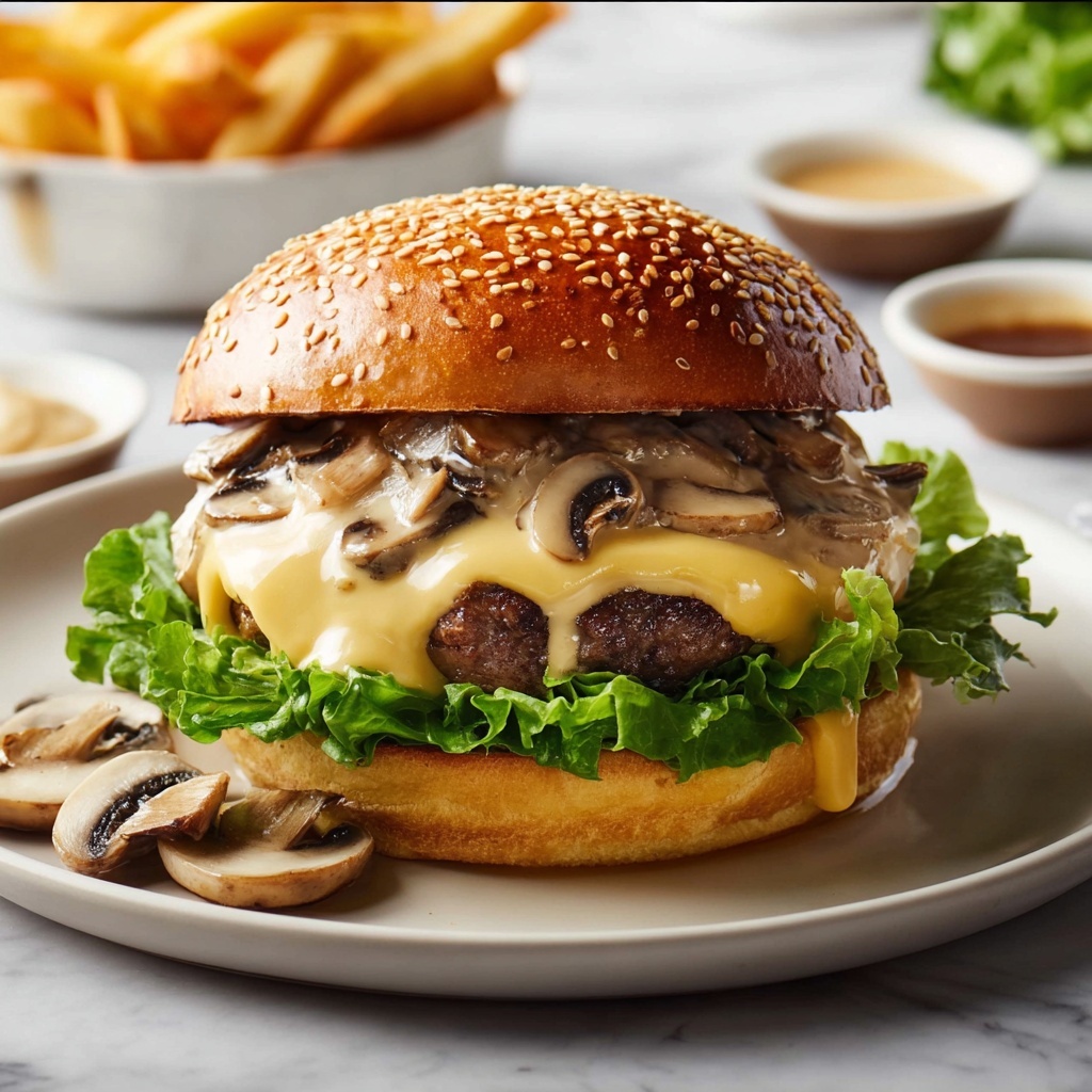 Super Mushroom Swiss Burger Recipe - Recipe Image