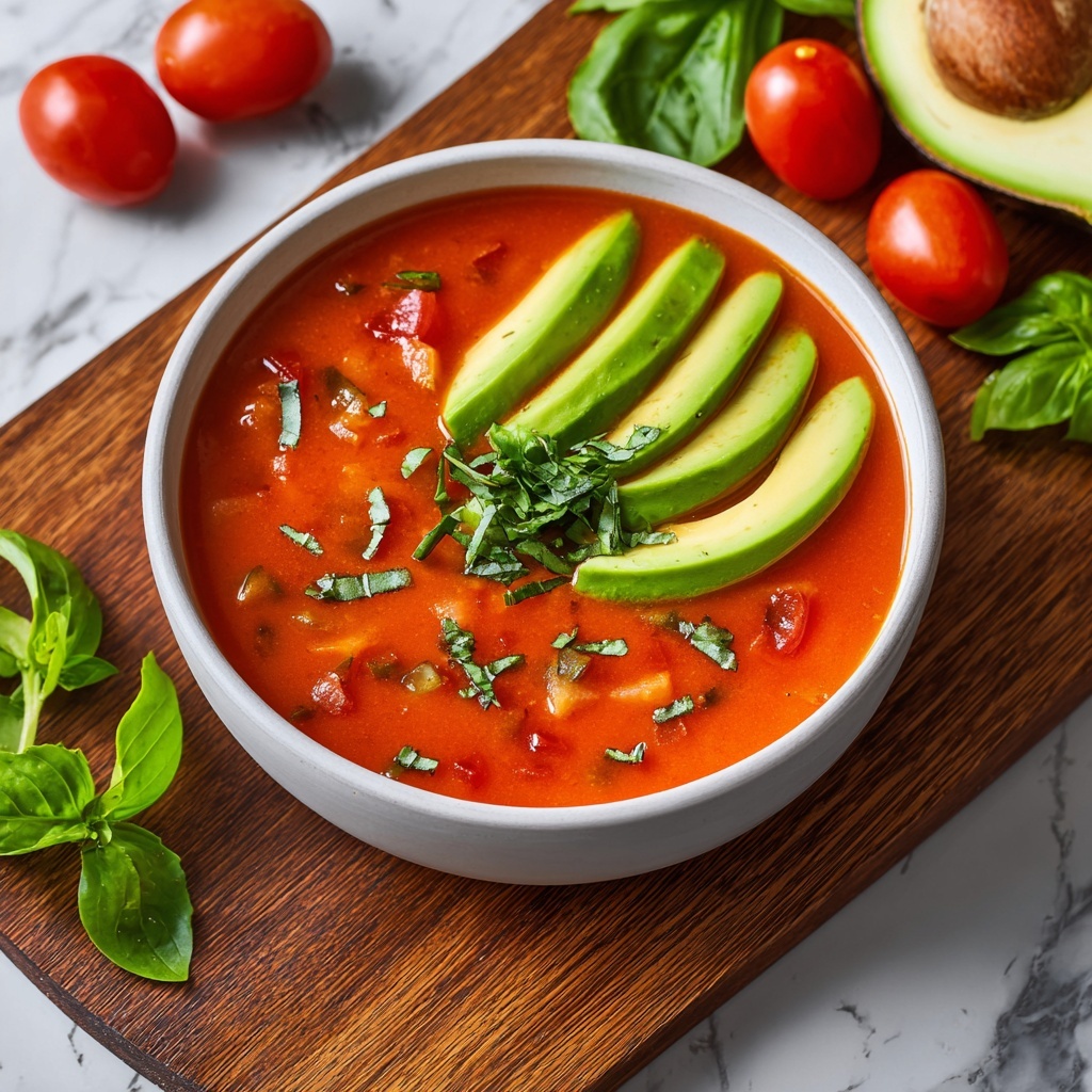 Spicy Avocado and Tomato Soup Recipe - Recipe Image
