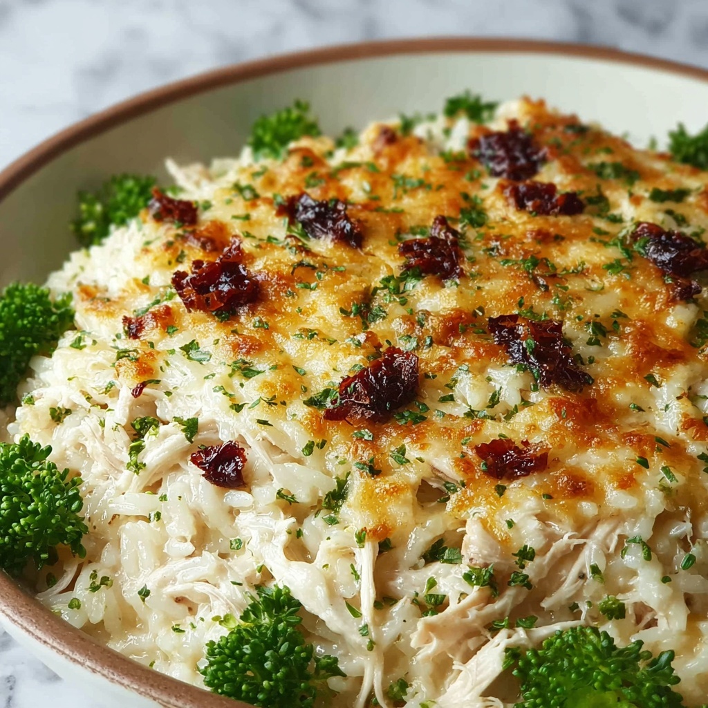 Dump-and-Bake Chicken Alfredo Rice Casserole Recipe - Recipe Image