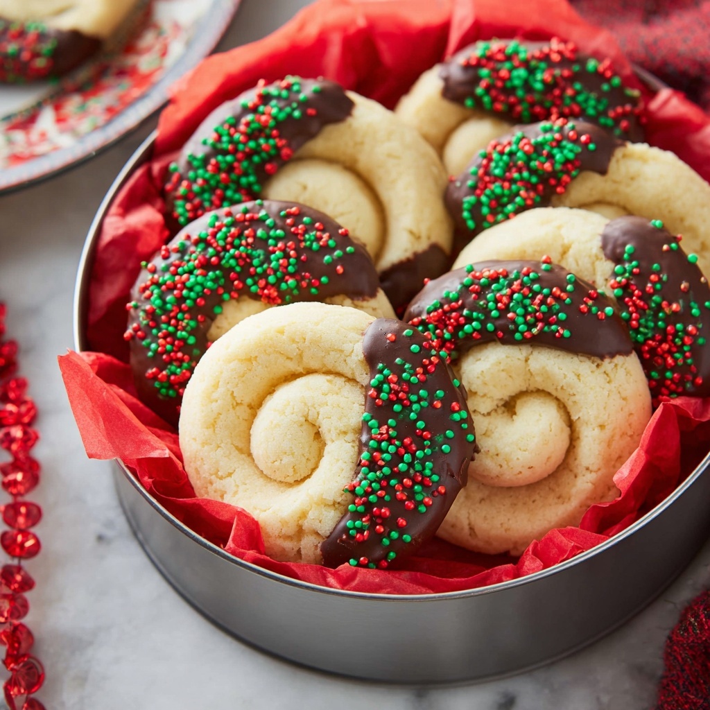 Butter Cookies with Chocolate Drizzle and Sprinkles Recipe - Recipe Image