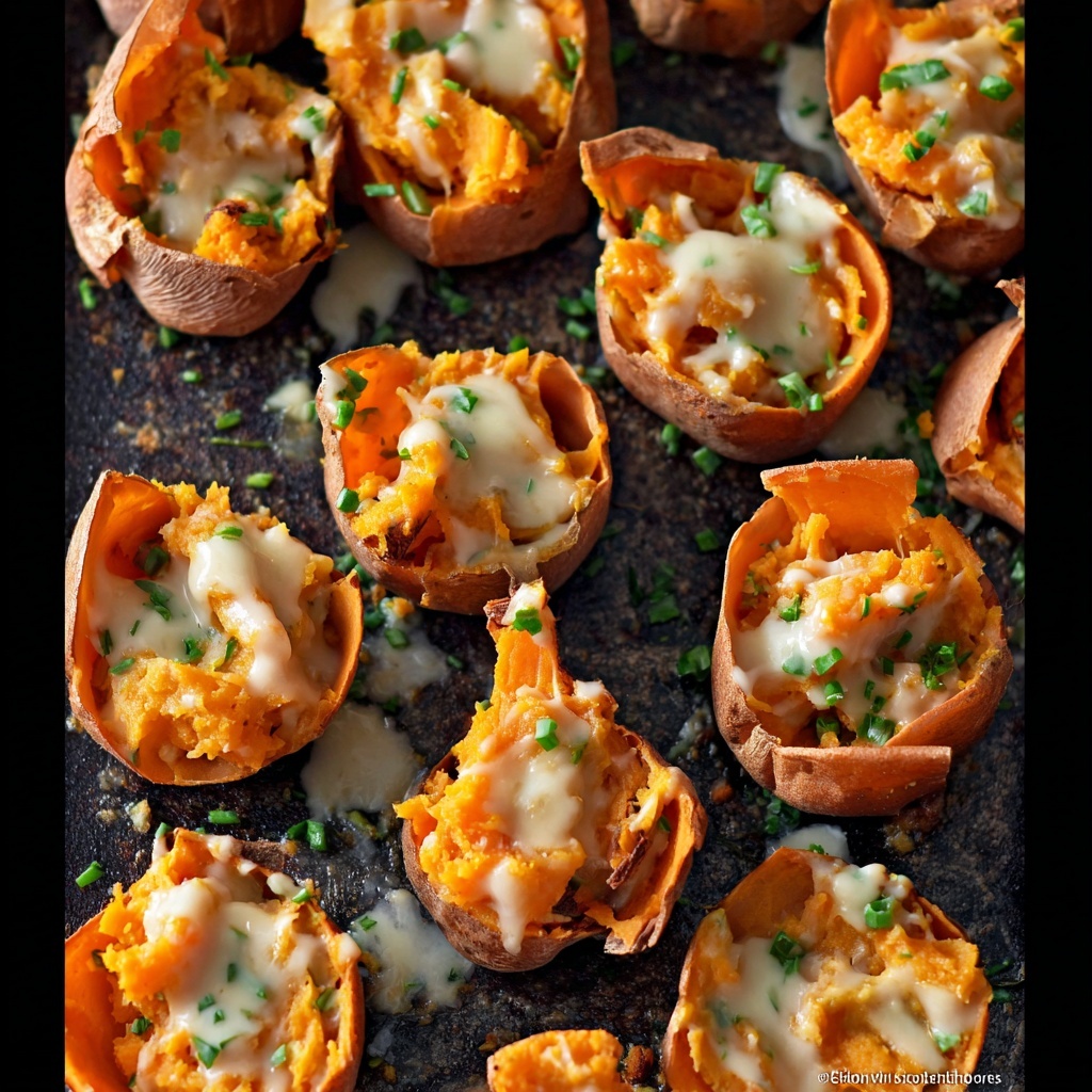 Garlic Butter Smashed Sweet Potatoes Recipe - Recipe Image