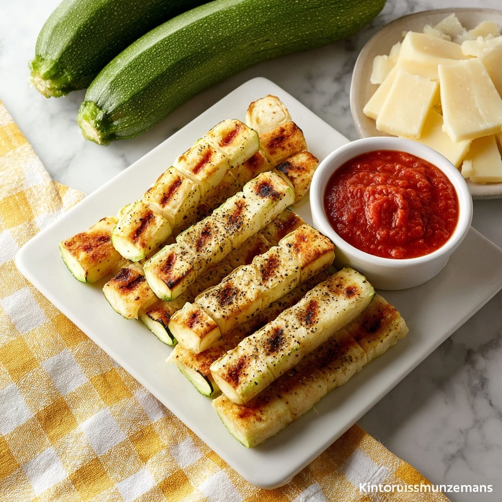Baked Zucchini Spears with Garlic, Parmesan, and Herbs Recipe - Recipe Image