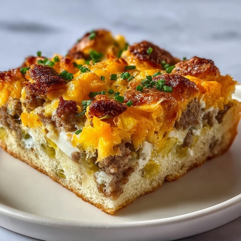 Overnight Breakfast Casserole with Sausage, Cheddar, and Bell Peppers Recipe