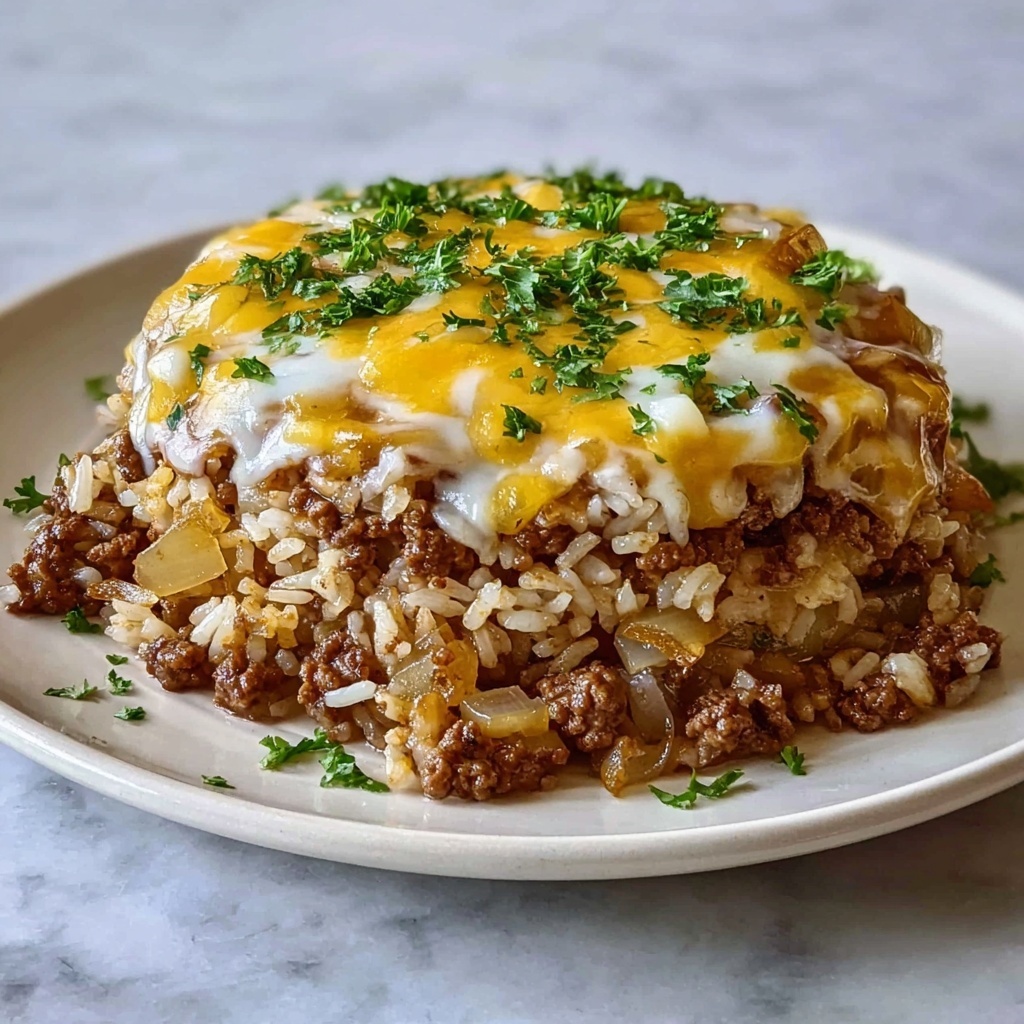 French Onion Ground Beef and Rice Casserole Recipe - Recipe Image