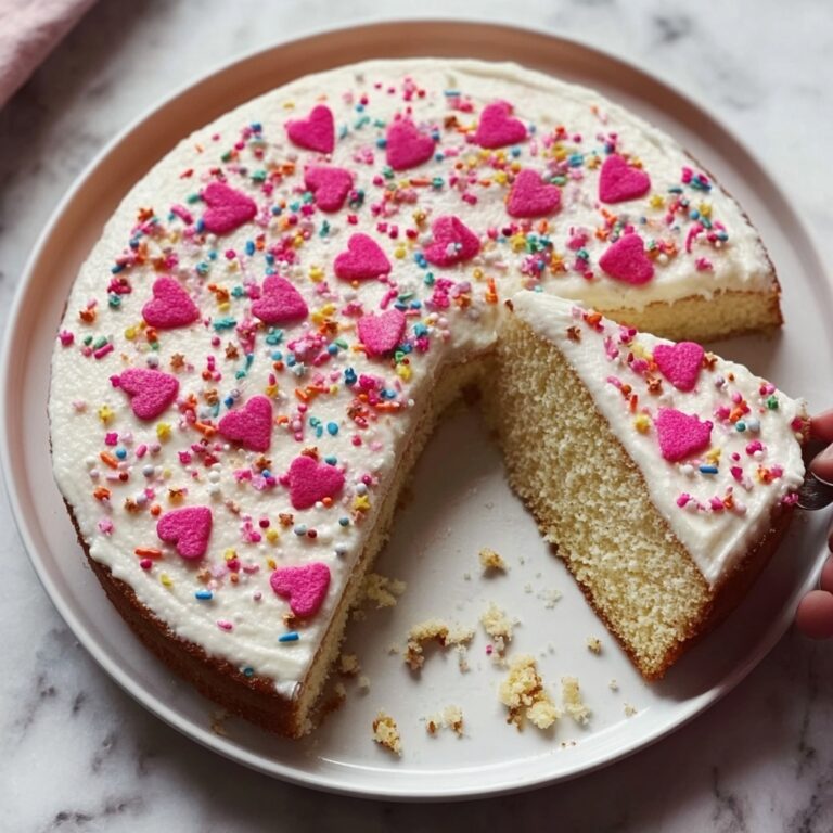 Sugar Cookie Cake with Vanilla Frosting and Rainbow Sprinkles Recipe