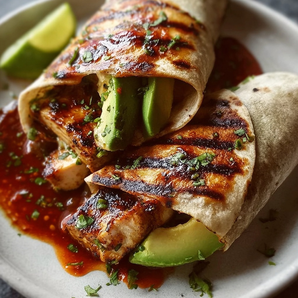 Sizzling Chicken Wraps with Grilled Avocado Delight Recipe - Recipe Image
