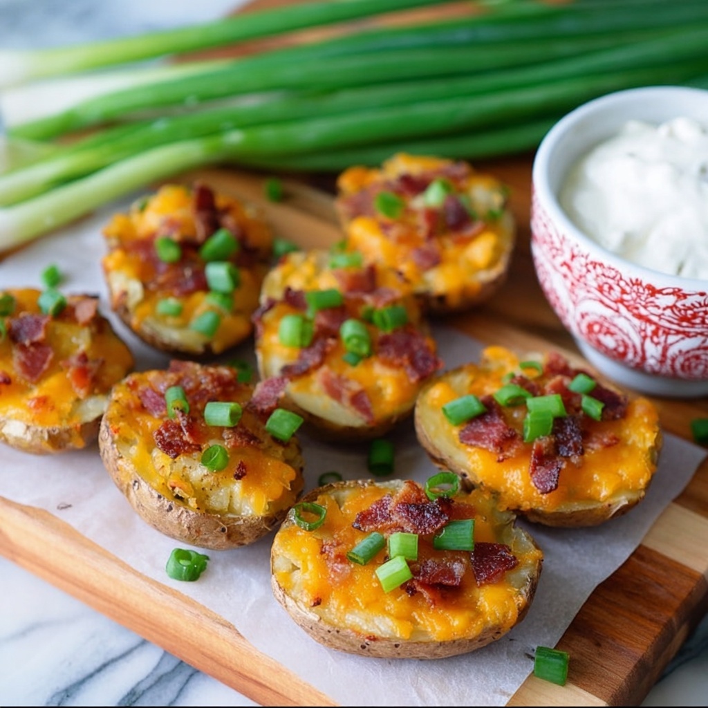 Loaded Sliced Baked Potatoes with Cheddar, Bacon, and Green Onions Recipe - Recipe Image