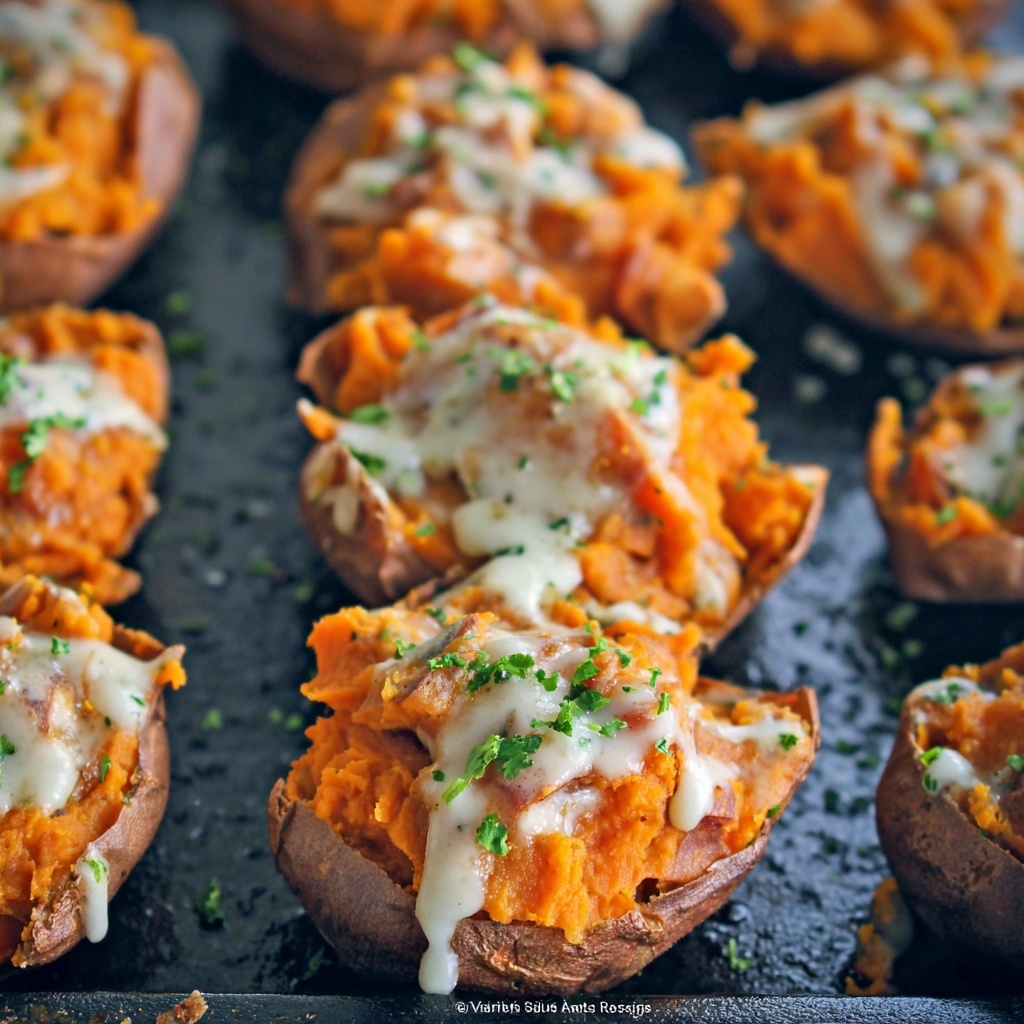 Garlic Butter Smashed Sweet Potatoes Recipe - Recipe Image