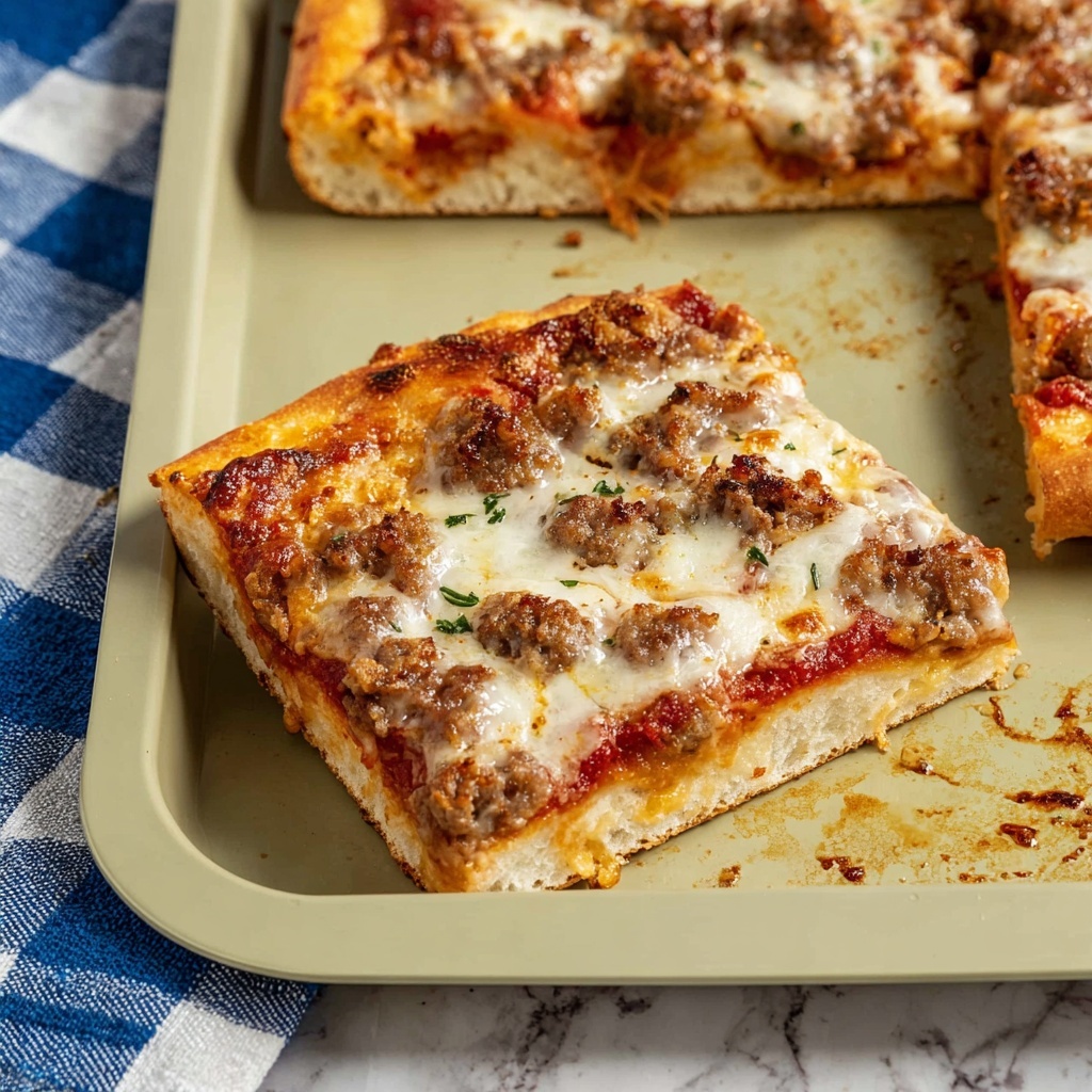 Sheet Pan Pizza with Italian Sausage and Mozzarella Recipe - Recipe Image