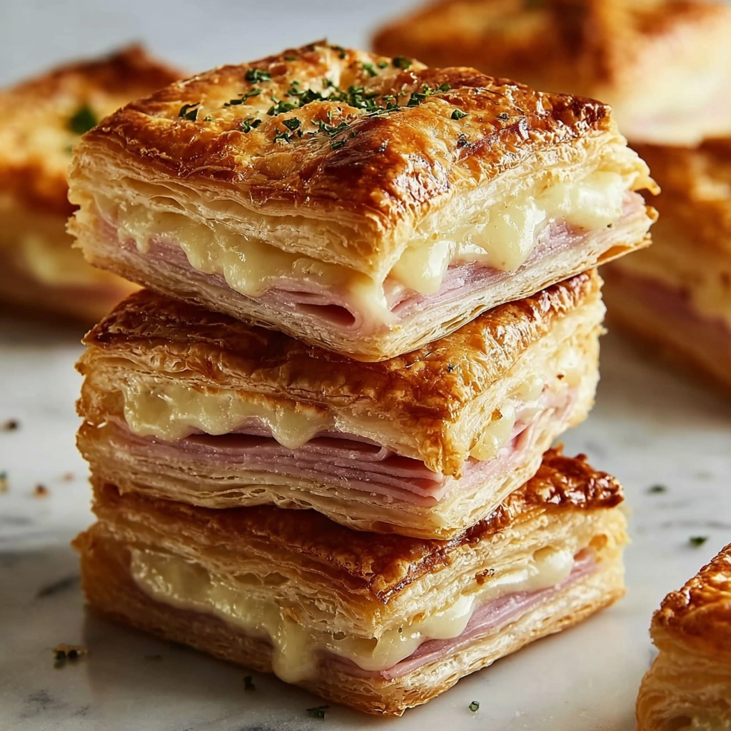 Crispy Ham & Cheese Puff Pastry Stacks Recipe - Recipe Image