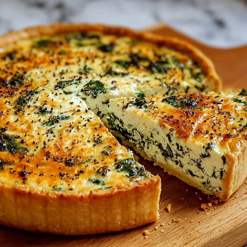 Effortlessly Delicious Cottage Cheese and Spinach Crustless Quiche Recipe - Recipe Image