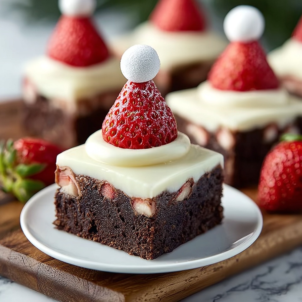 Irresistibly Cute Strawberry Brownie Santa Hats Treats Recipe - Recipe Image