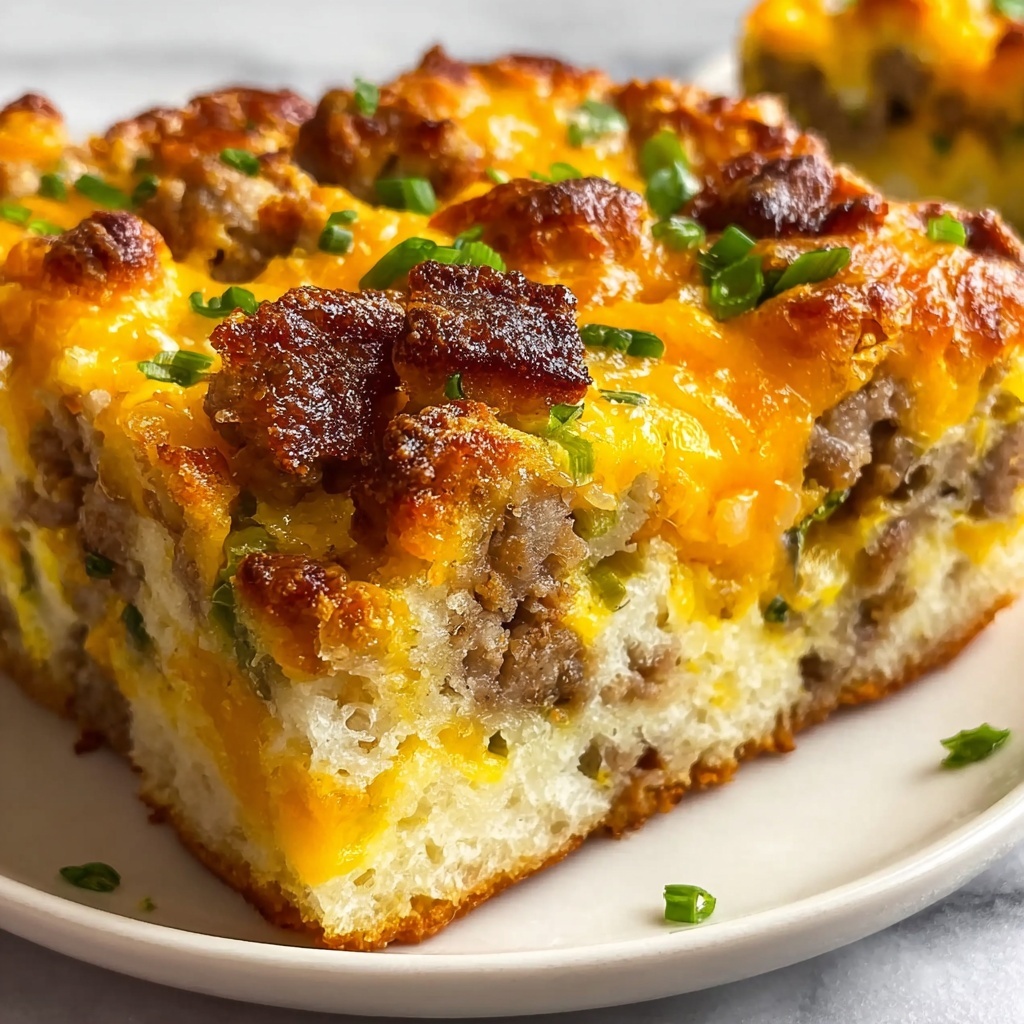 Overnight Breakfast Casserole with Sausage, Cheddar, and Bell Peppers Recipe - Recipe Image