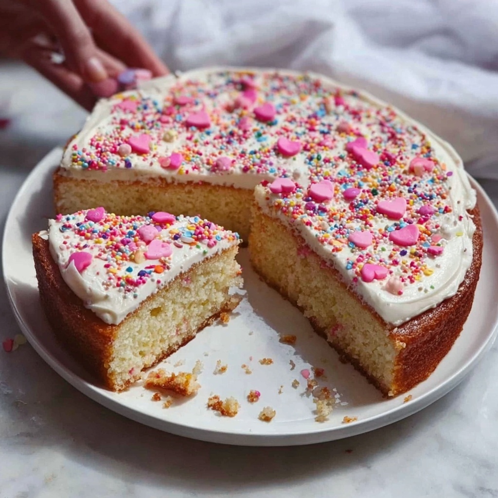 Sugar Cookie Cake with Vanilla Frosting and Rainbow Sprinkles Recipe - Recipe Image