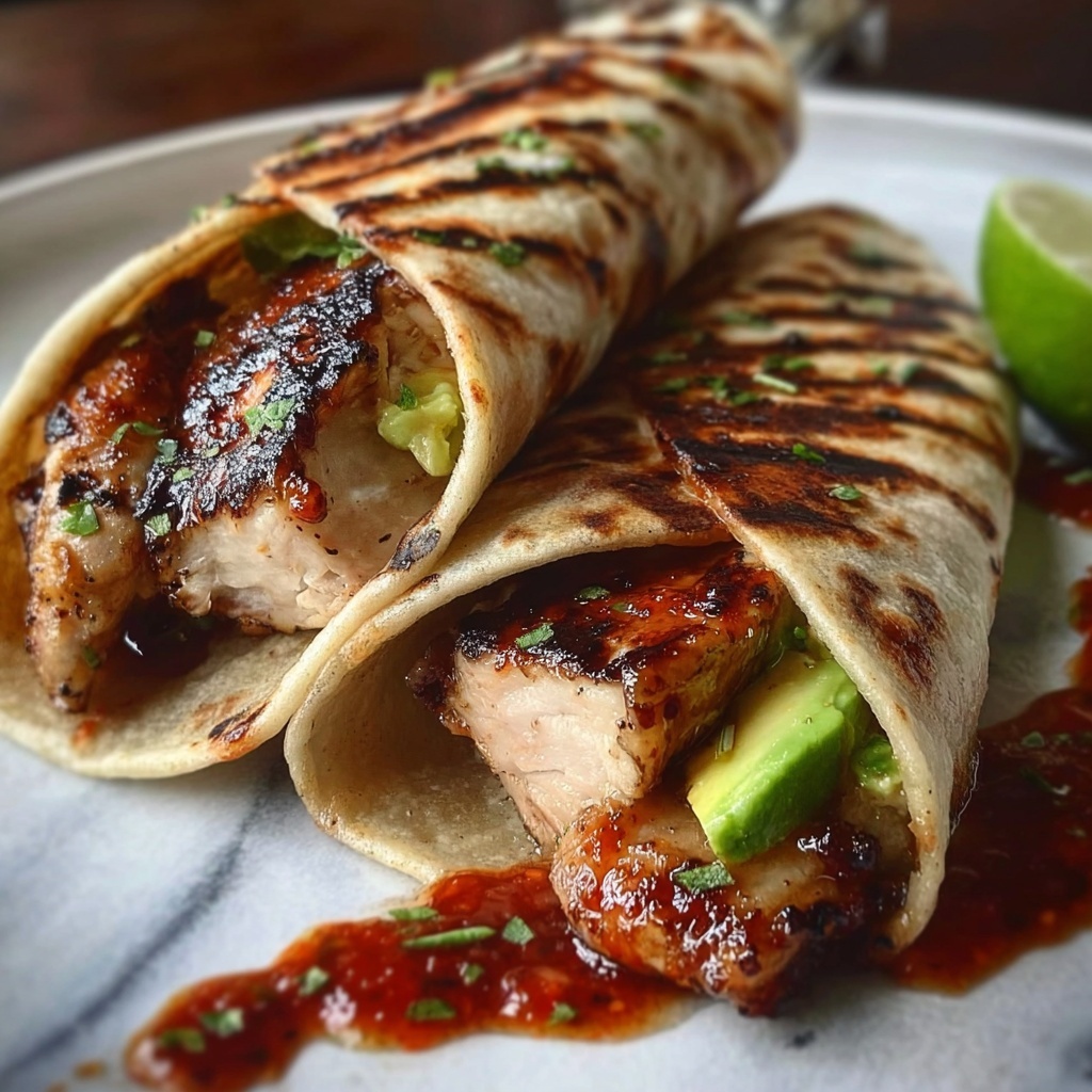 Sizzling Chicken Wraps with Grilled Avocado Delight Recipe - Recipe Image