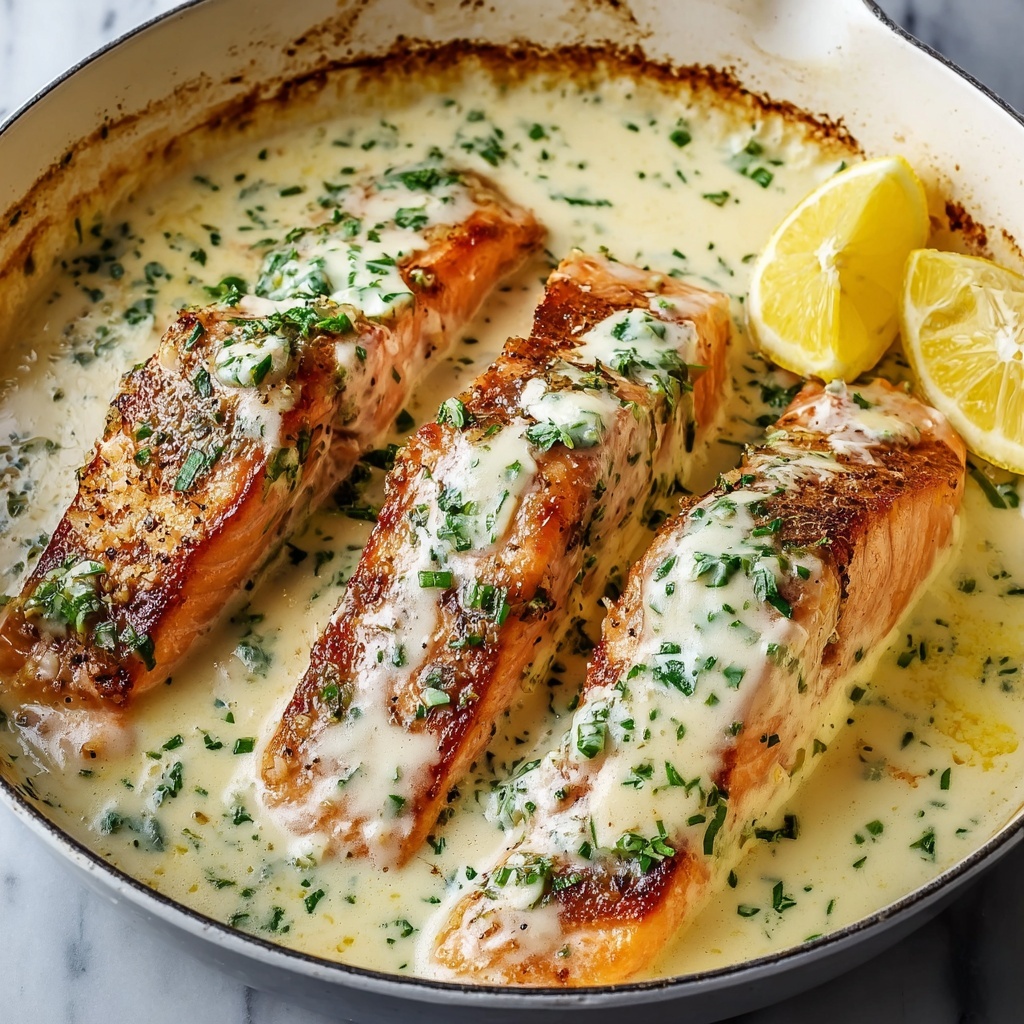 Baked Salmon with Lemon Butter Cream Sauce Recipe - Recipe Image