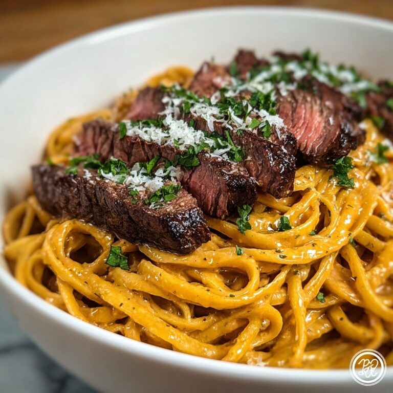 Indulgent Velveeta Steak Fettuccine with Garlic Butter Cream Sauce Recipe