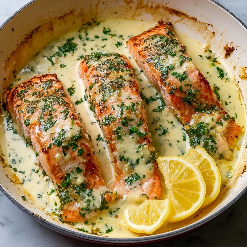 Baked Salmon with Lemon Butter Cream Sauce Recipe - Recipe Image