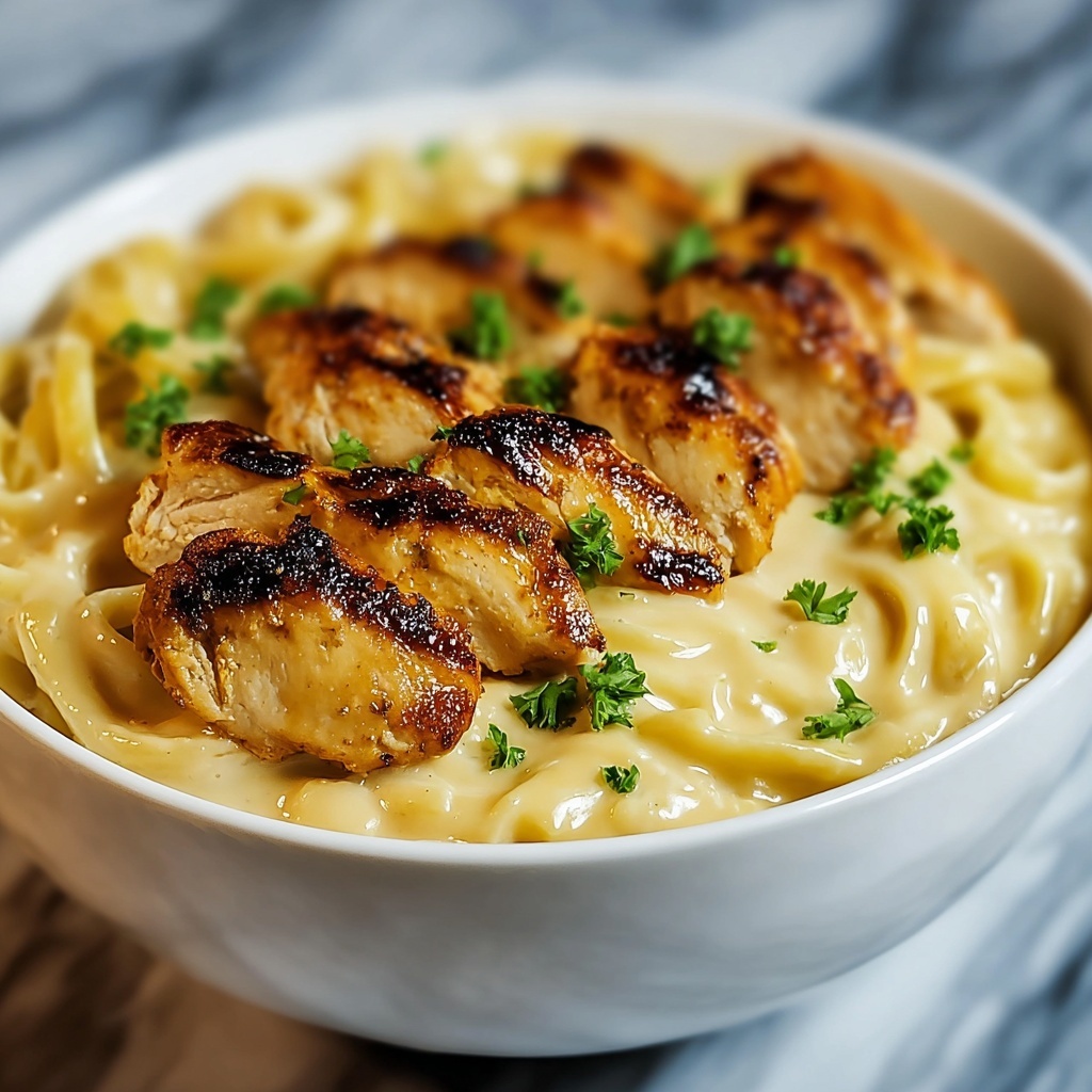 Garlic Butter Chicken Bites with Savory Creamy Parmesan Pasta Recipe - Recipe Image