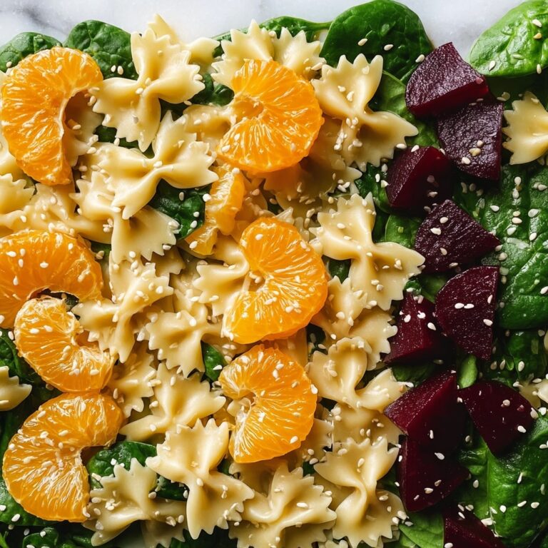 Mandarin Pasta Spinach Salad with Teriyaki Dressing Recipe