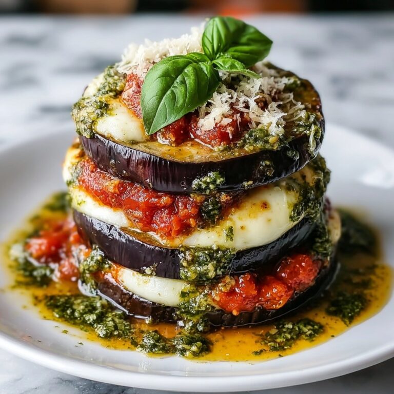 Italian Pesto Parmesan Eggplant Stacks Recipe